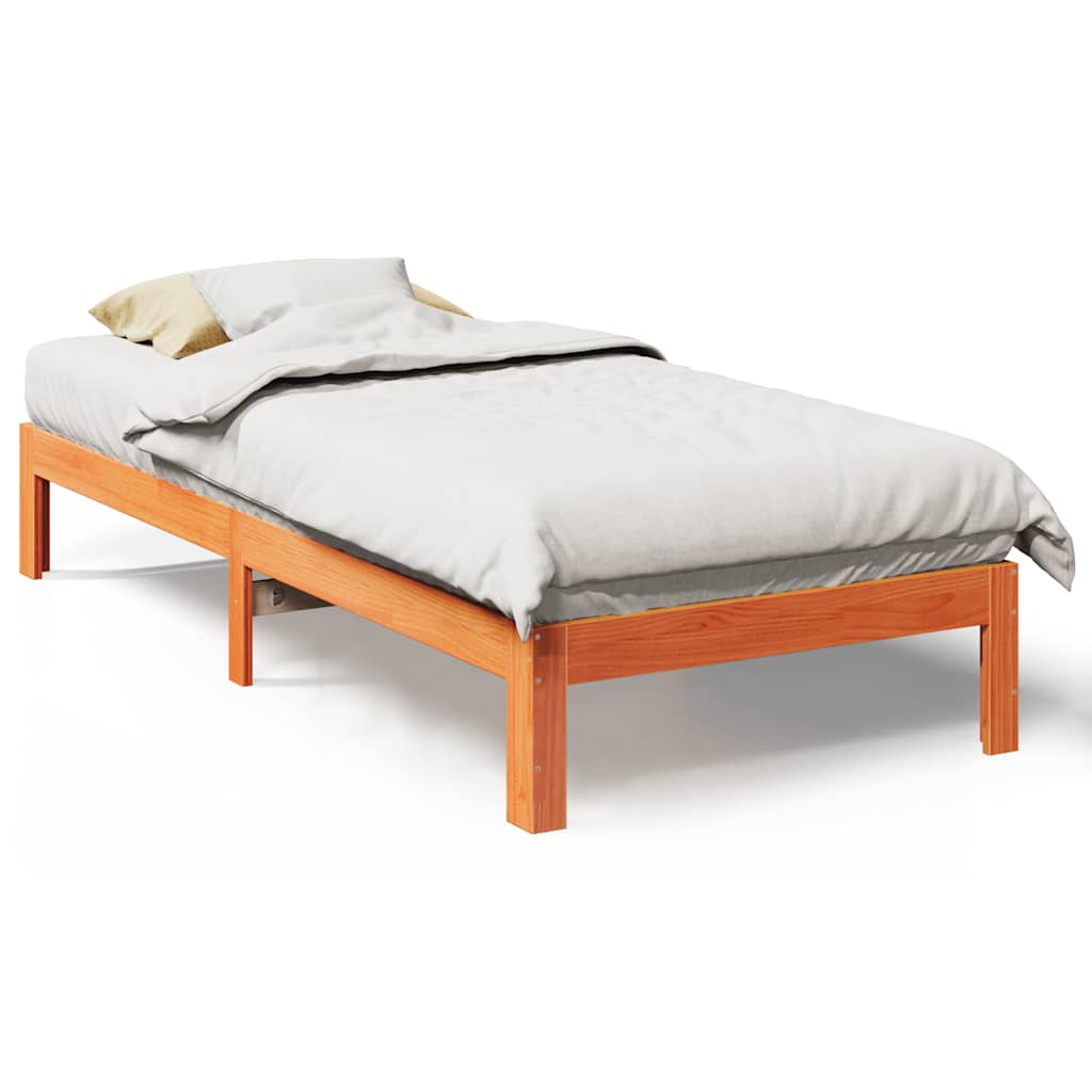 vidaXL Bed Frame without Mattress Wax Brown 80x200 cm Solid Wood Pine
