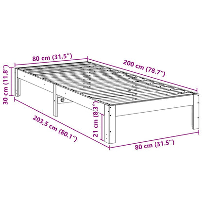 vidaXL Bed Frame without Mattress Wax Brown 80x200 cm Solid Wood Pine