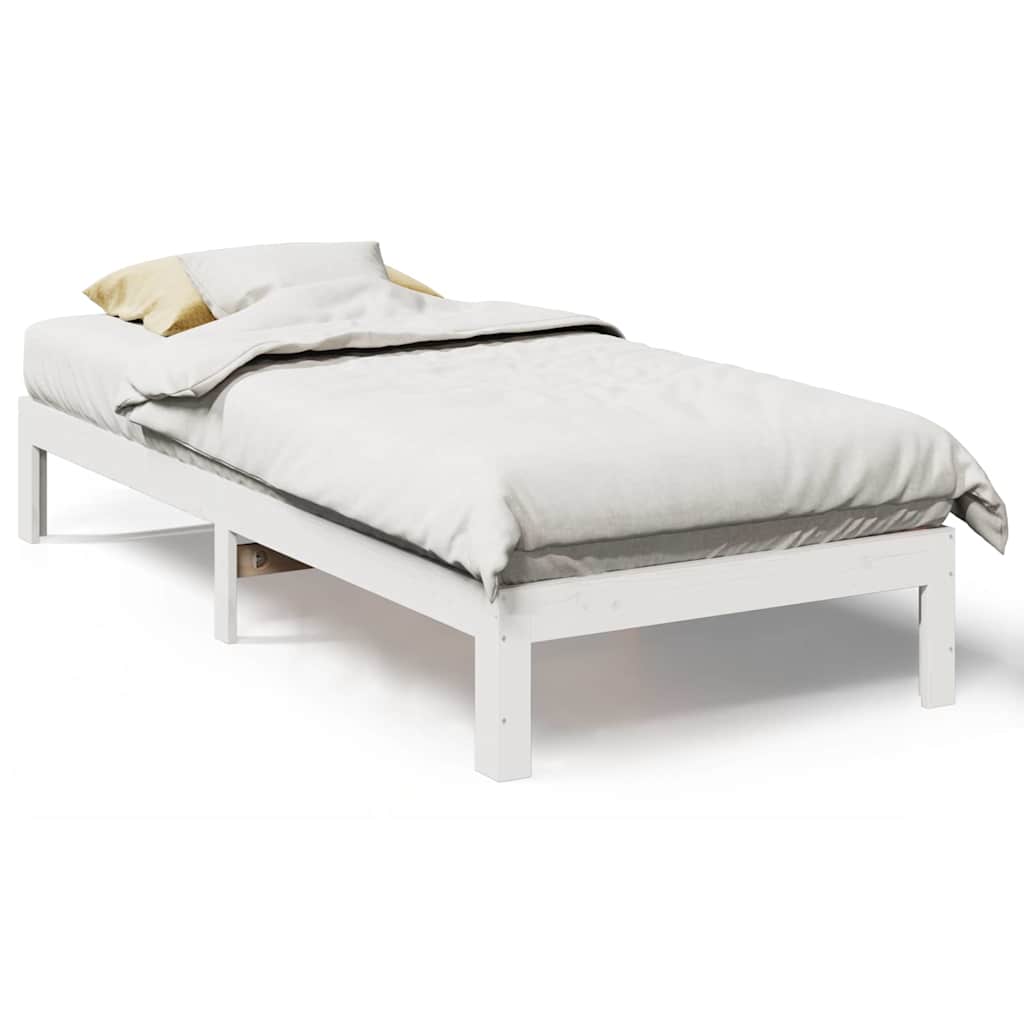 vidaXL Bed Frame without Mattress White 90x200 cm Solid Wood Pine