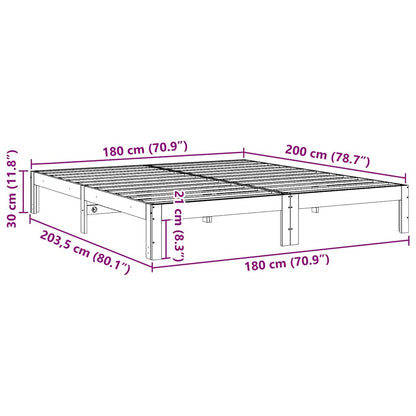vidaXL Bed Frame without Mattress White 180x200 cm Super King Solid Wood Pine