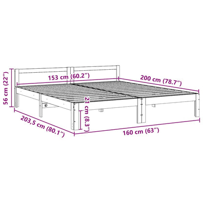 vidaXL Bed Frame without Mattress White 160x200 cm Solid Wood Pine