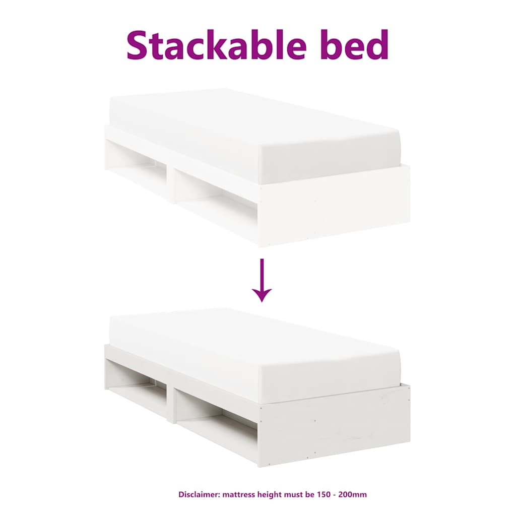 vidaXL Day Bed without Mattress White 90x200 cm Solid Wood Pine