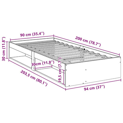 vidaXL Day Bed without Mattress Wax Brown 90x200 cm Solid Wood Pine