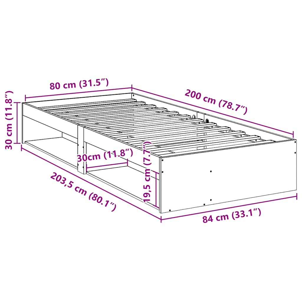 vidaXL Day Bed without Mattress White 80x200 cm Solid Wood Pine