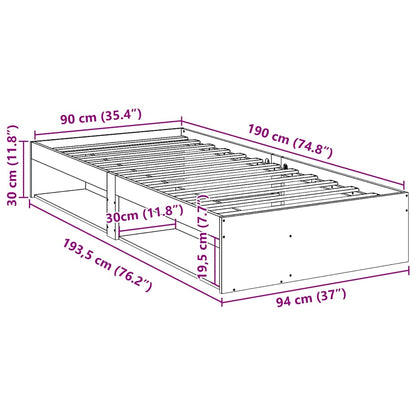 vidaXL Day Bed without Mattress Wax Brown 90x190 cm Solid Wood Pine