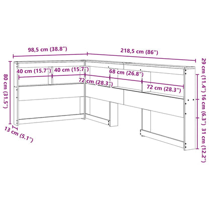 vidaXL Bookcase Headboard L-Shaped 80 cm Solid Wood Pine
