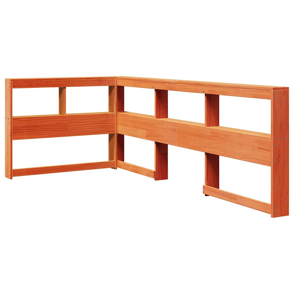 vidaXL Bookcase Headboard L-Shaped Wax Brown 80 cm Solid Wood Pine