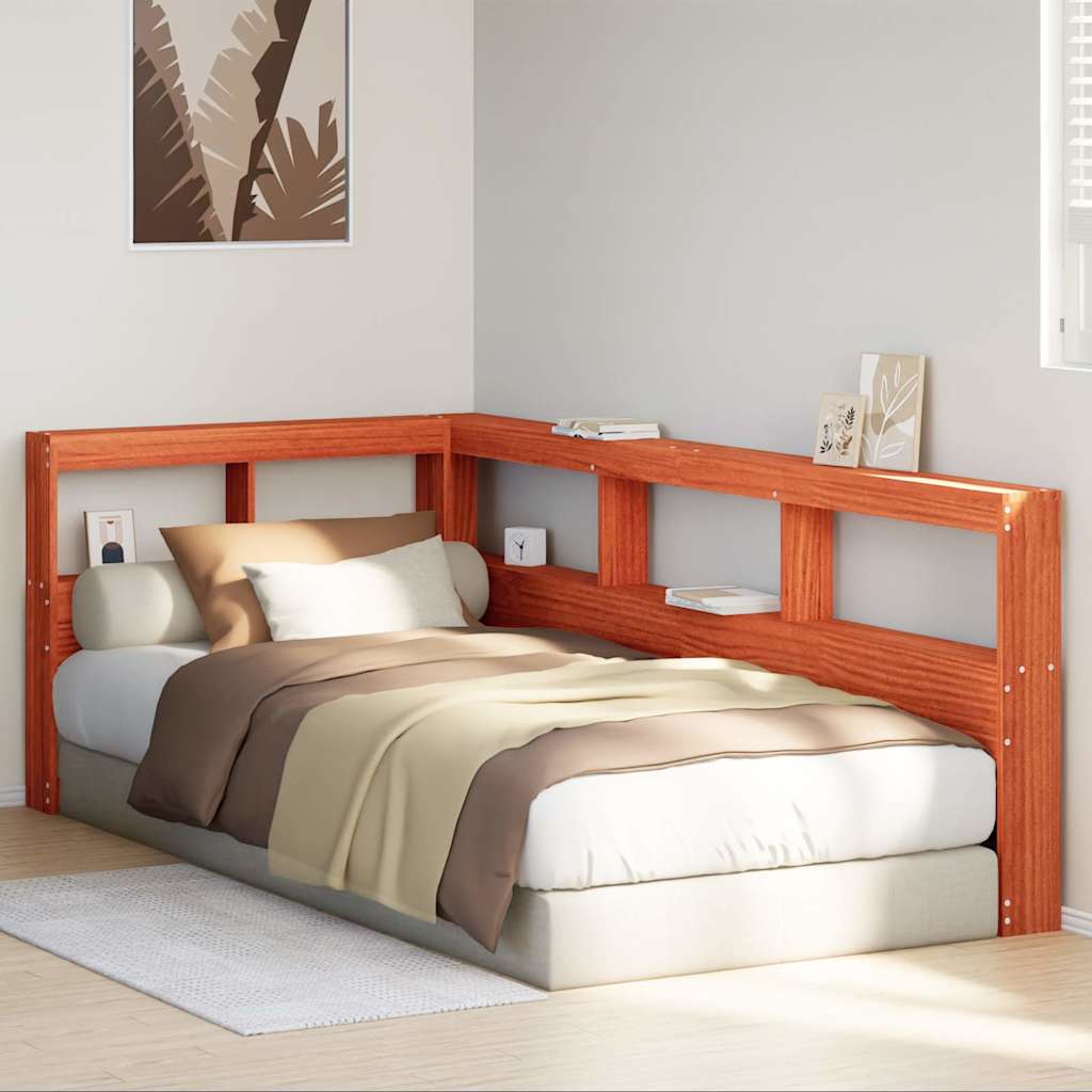 vidaXL Bookcase Headboard L-Shaped Wax Brown 80 cm Solid Wood Pine
