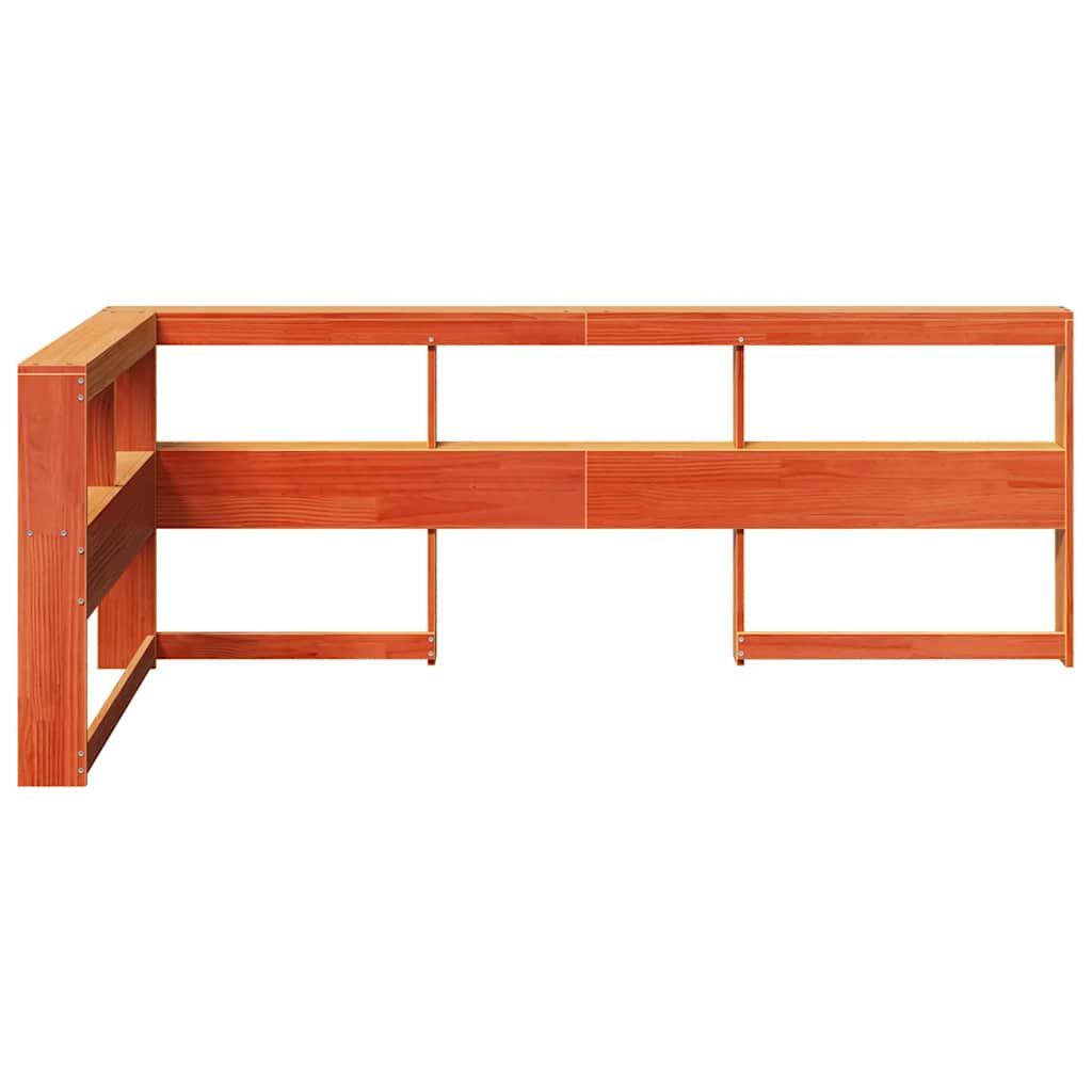 vidaXL Bookcase Headboard L-Shaped Wax Brown 80 cm Solid Wood Pine