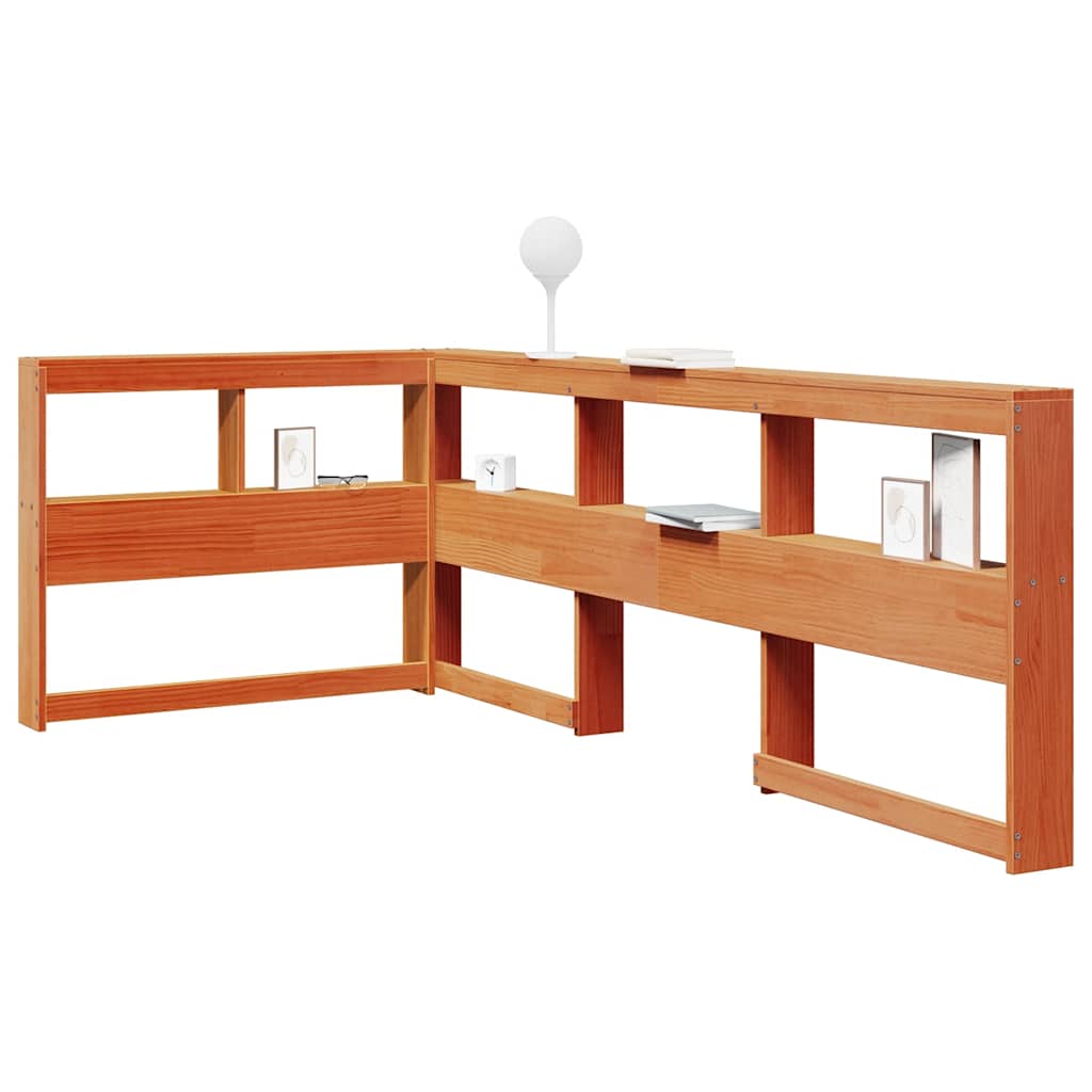 vidaXL Bookcase Headboard L-Shaped Wax Brown 80 cm Solid Wood Pine