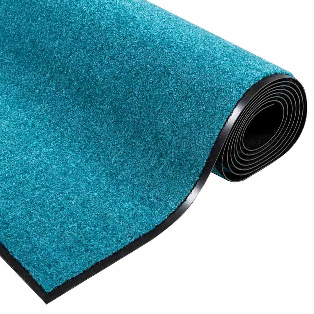 vidaXL Doormat Other Cyan and Black 120 x 250 cm Polyamide and PVC
