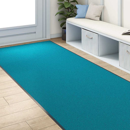 vidaXL Doormat Other Cyan and Black 120 x 250 cm Polyamide and PVC