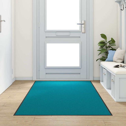 vidaXL Doormat Other Cyan and Black 120 x 250 cm Polyamide and PVC