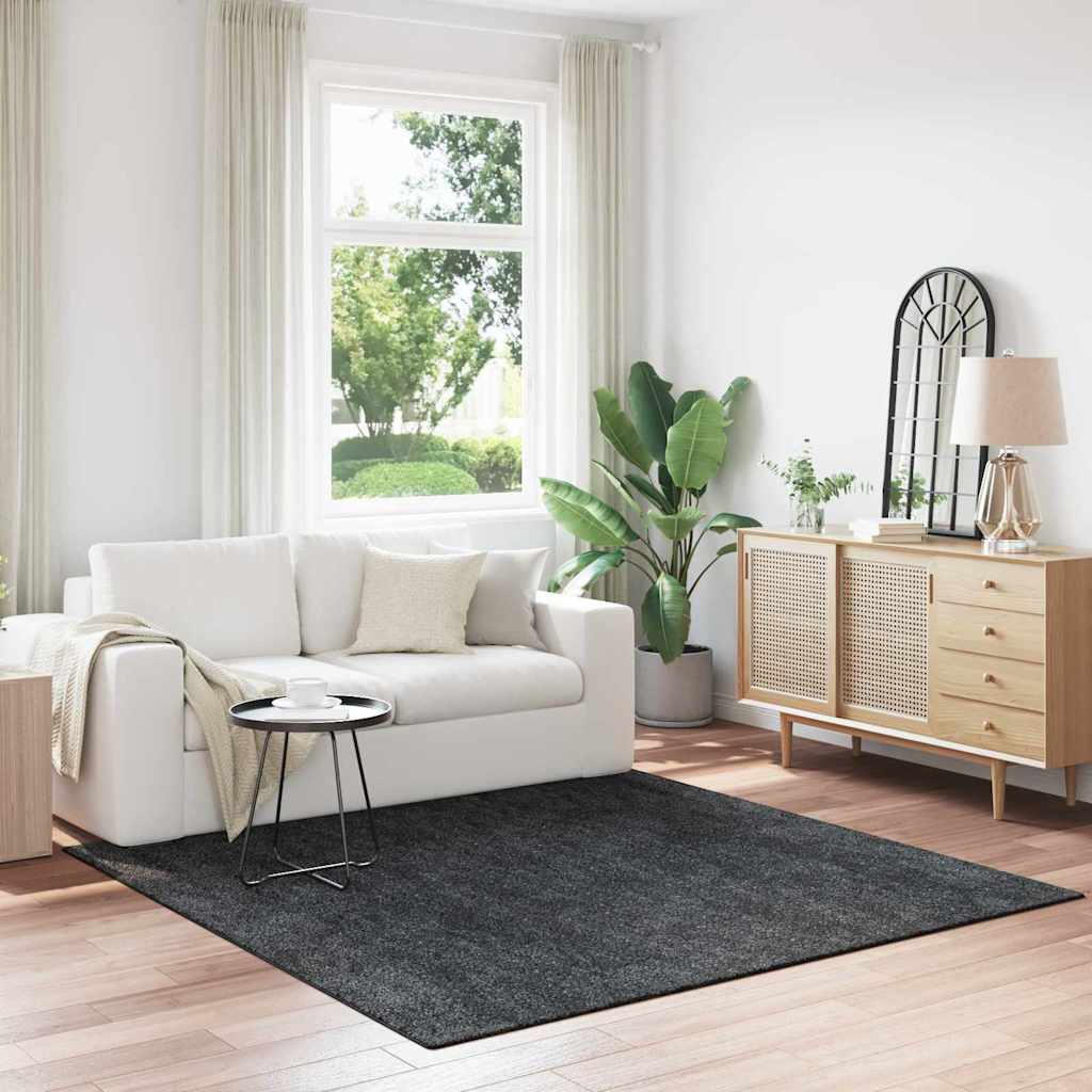vidaXL Anti-slip Shaggy Rug Dark grey 200 x 200 cm PP