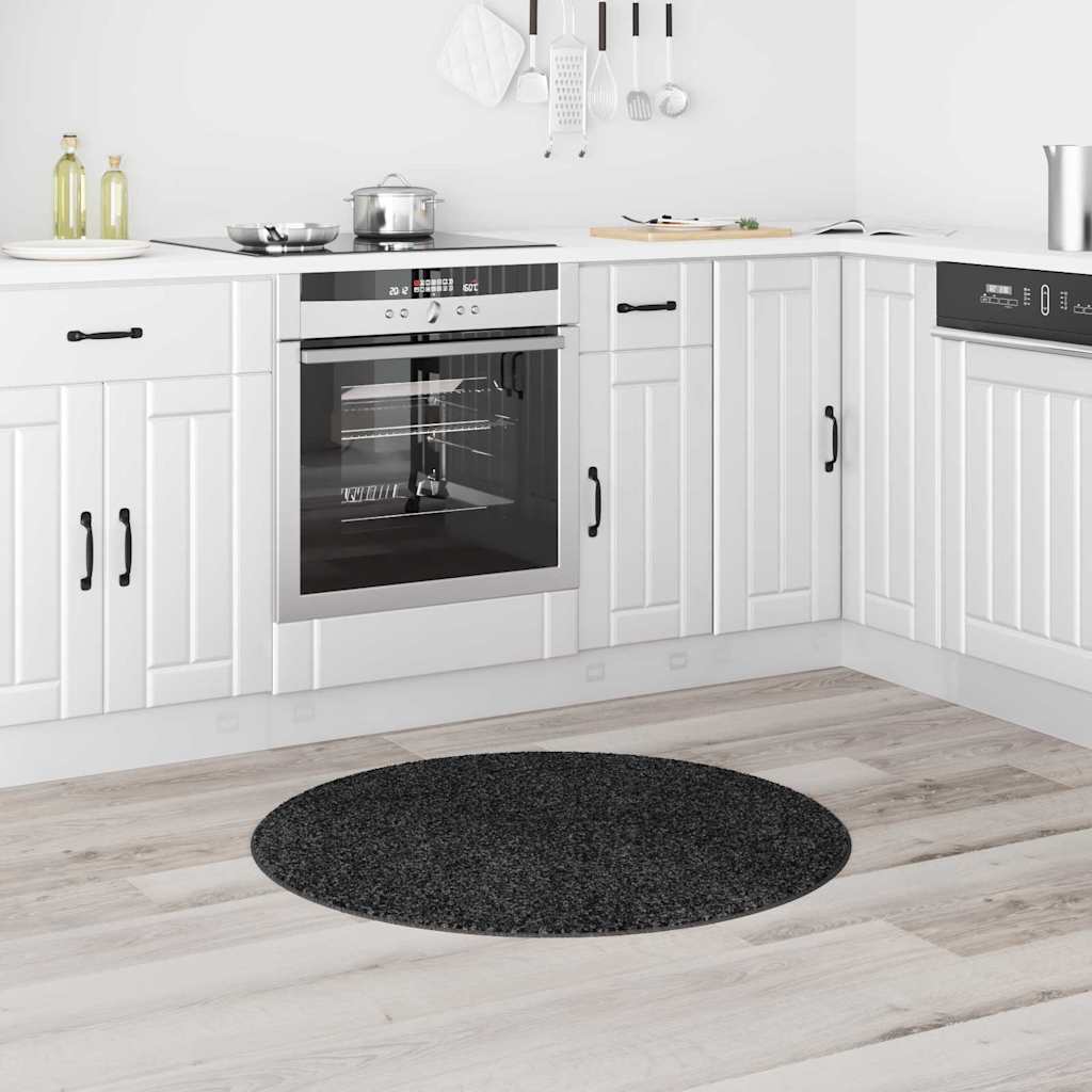 vidaXL Anti-slip Shaggy Rug Dark Grey 90 x 90 cm PP