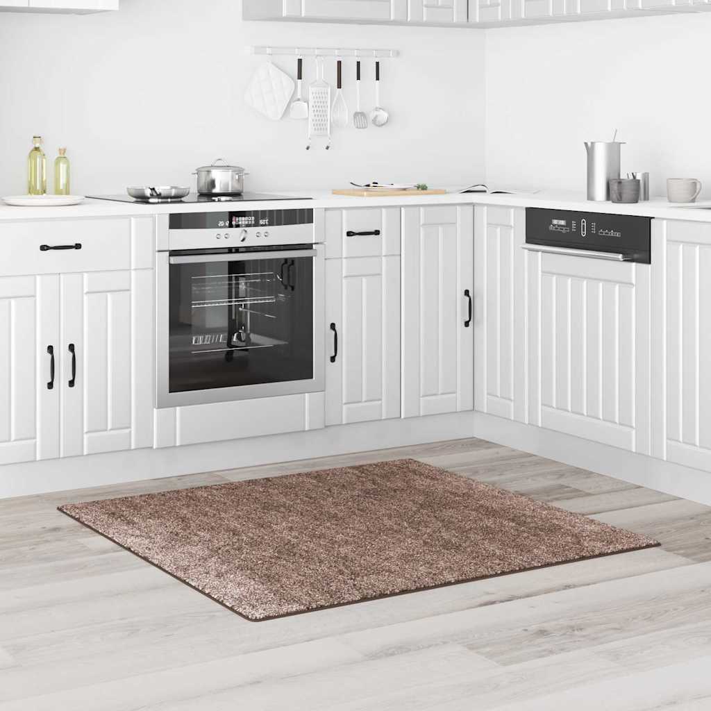vidaXL Anti-slip Shaggy Rug Brown 120 x 120 cm PP