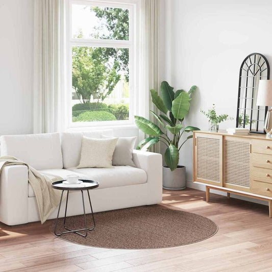 vidaXL Shaggy Rug with Latex Backing Brown ø160 cm