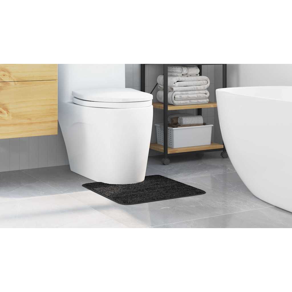 vidaXL Anti-slip Bath Mat with Toilet Cut Dark Grey 50 x 50 cm PP