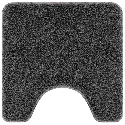 vidaXL Anti-slip Bath Mat with Toilet Cut Dark Grey 50 x 50 cm PP