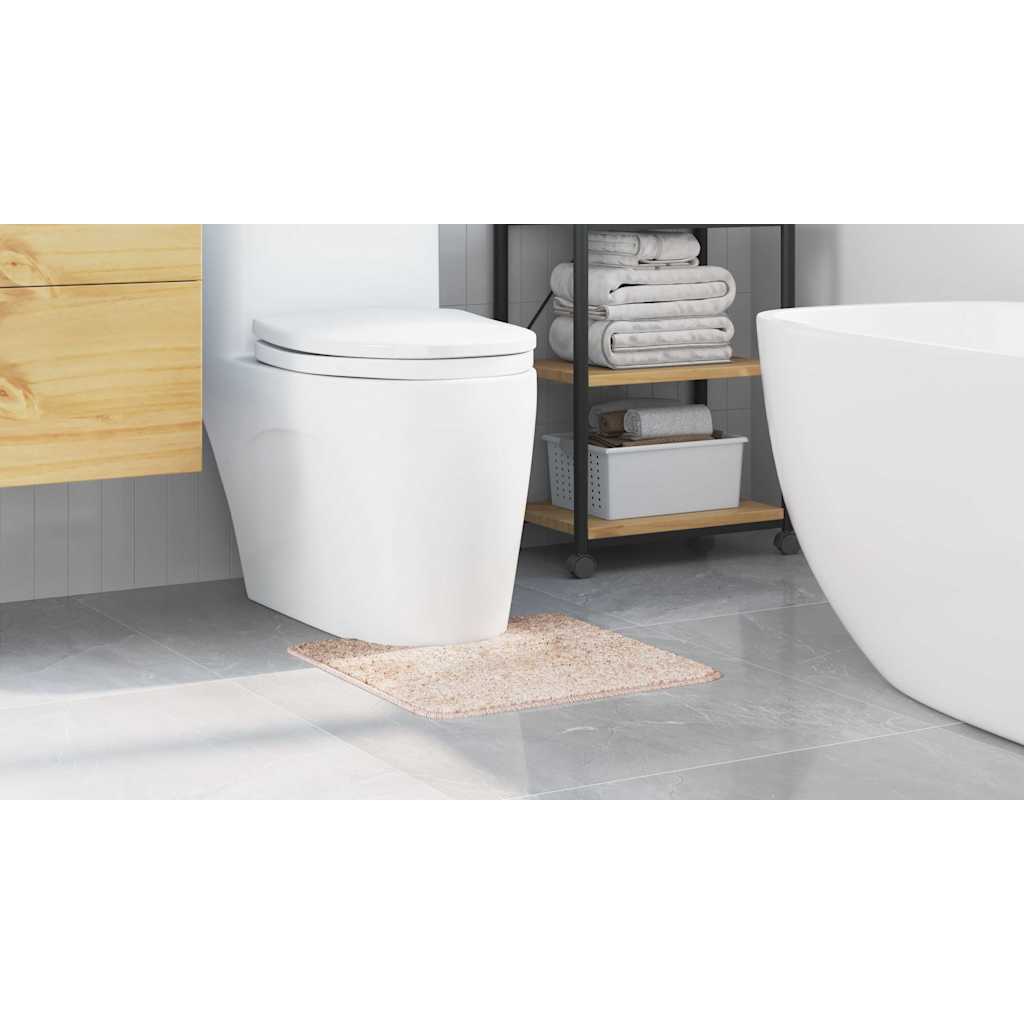 vidaXL Anti-slip Bath Mat with Toilet Cut Cream 50 x 50 cm PP