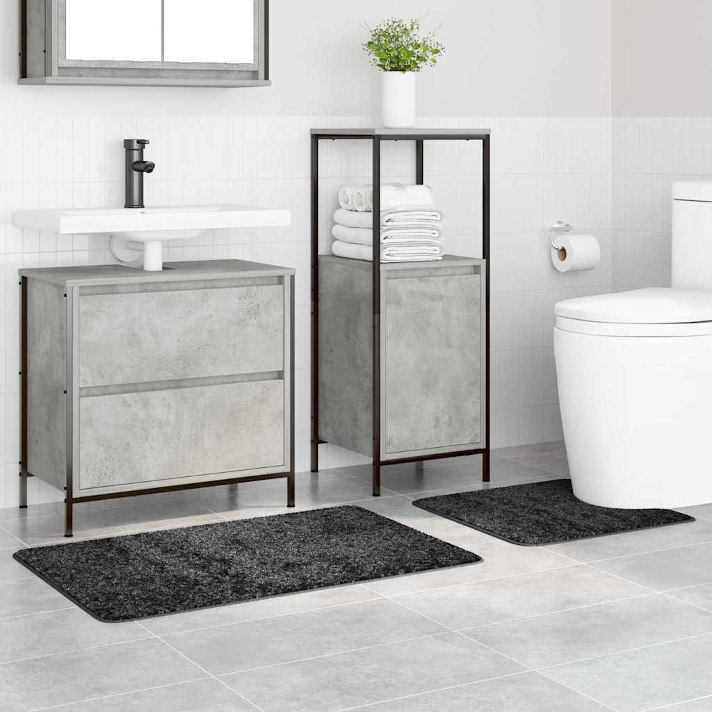 vidaXL Anti-slip Bath Mat Set 2 pcs Dark Grey PP
