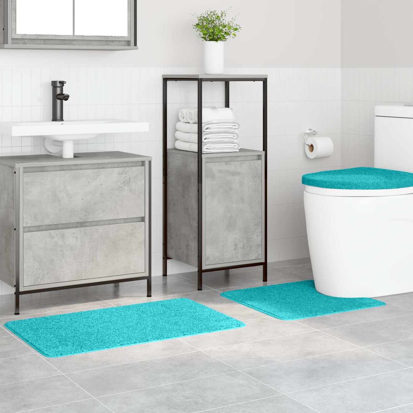 vidaXL Anti-slip Bath Mat Set 3 pcs Turquoise PP