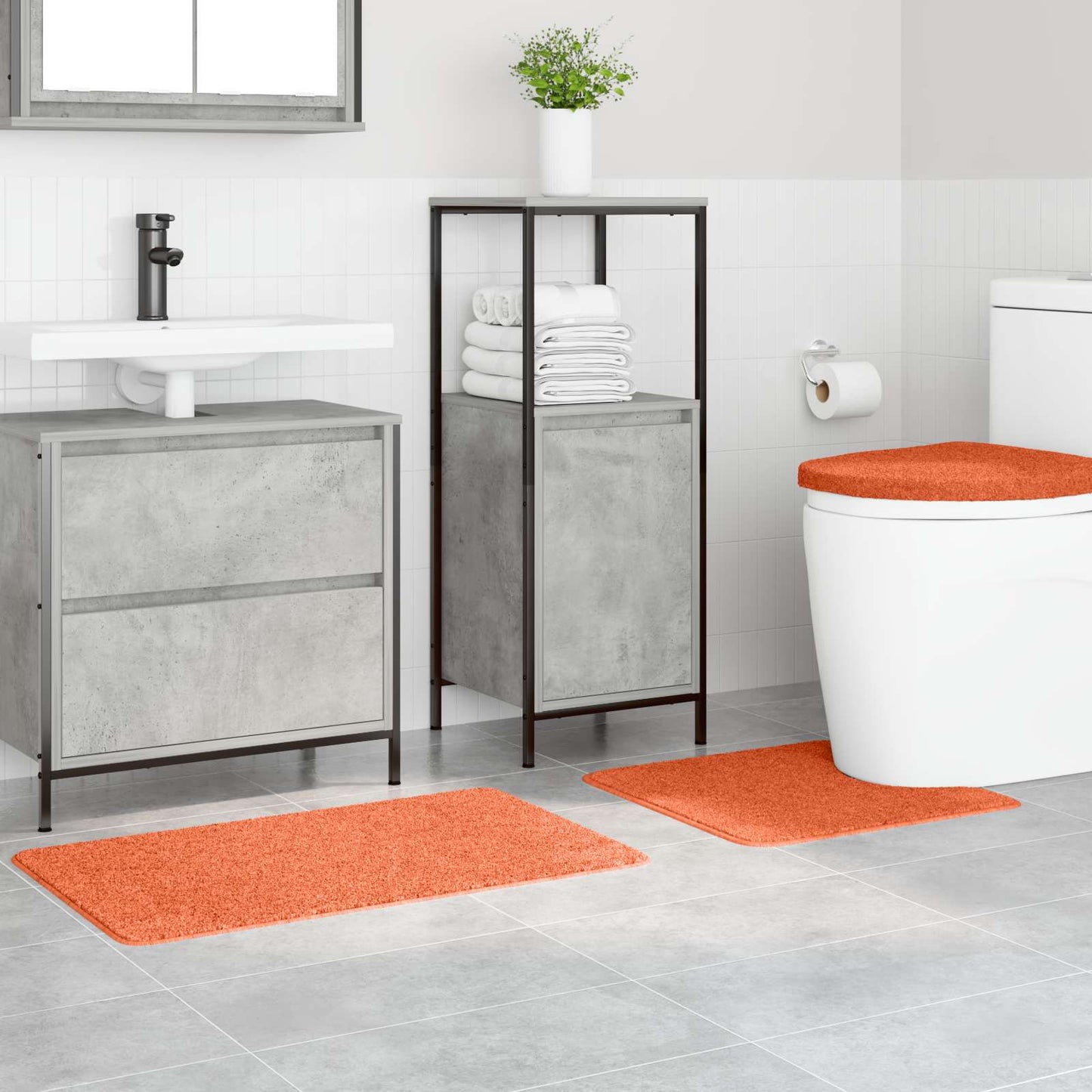 vidaXL Anti-slip Bath Mat Set 3 pcs Orange PP