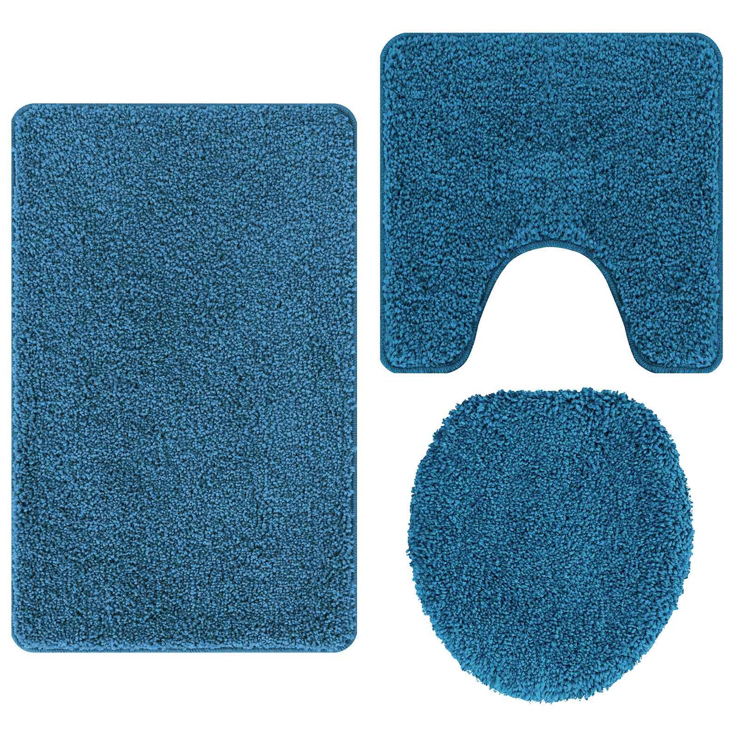 vidaXL Anti-slip Bath Mat Set 3 pcs Blue PP
