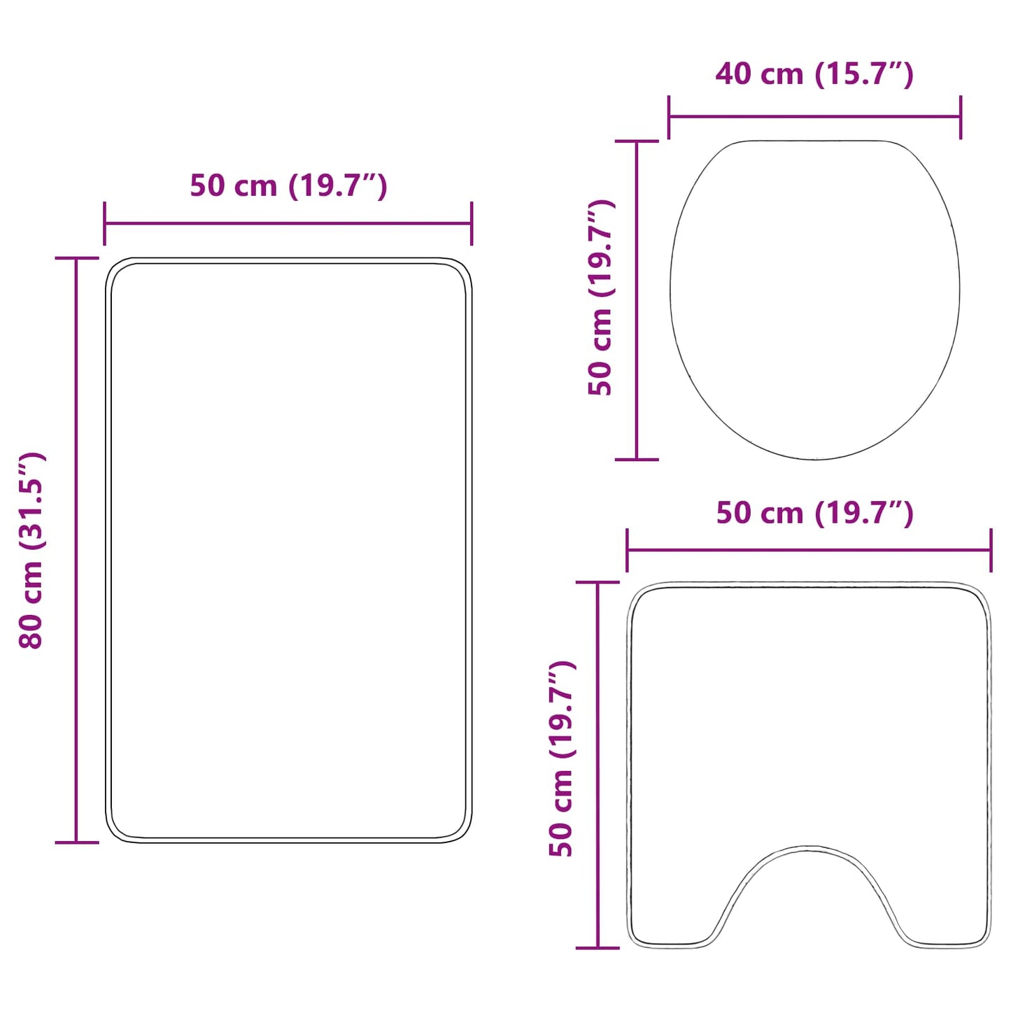 vidaXL Anti-slip Bath Mat Set 3 pcs Blue PP