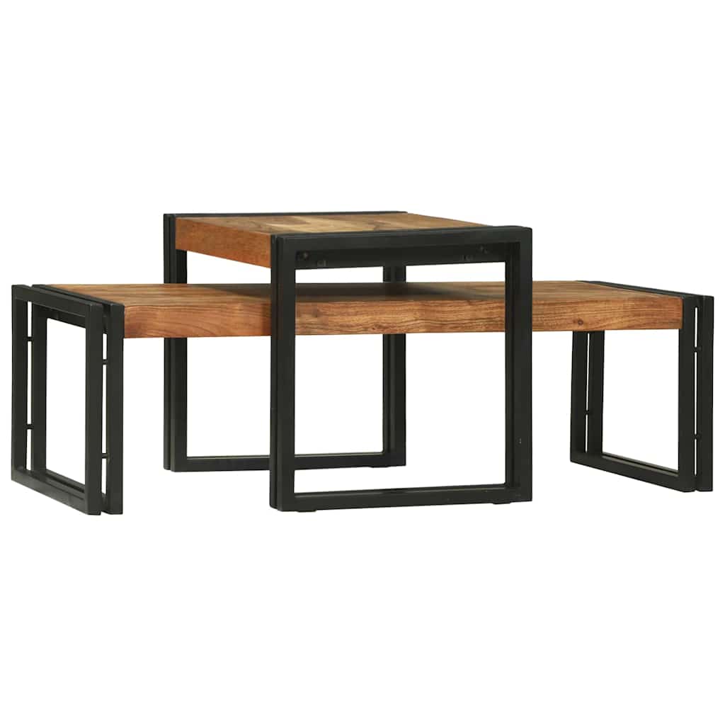 vidaXL Coffee Table 2 pcs Brown 48 x 40 x 40 cm Solid Acacia Wood