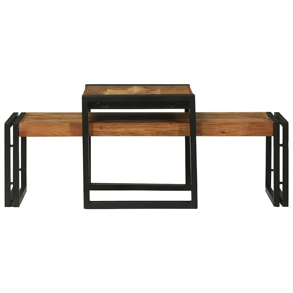 vidaXL Coffee Table 2 pcs Brown 48 x 40 x 40 cm Solid Acacia Wood