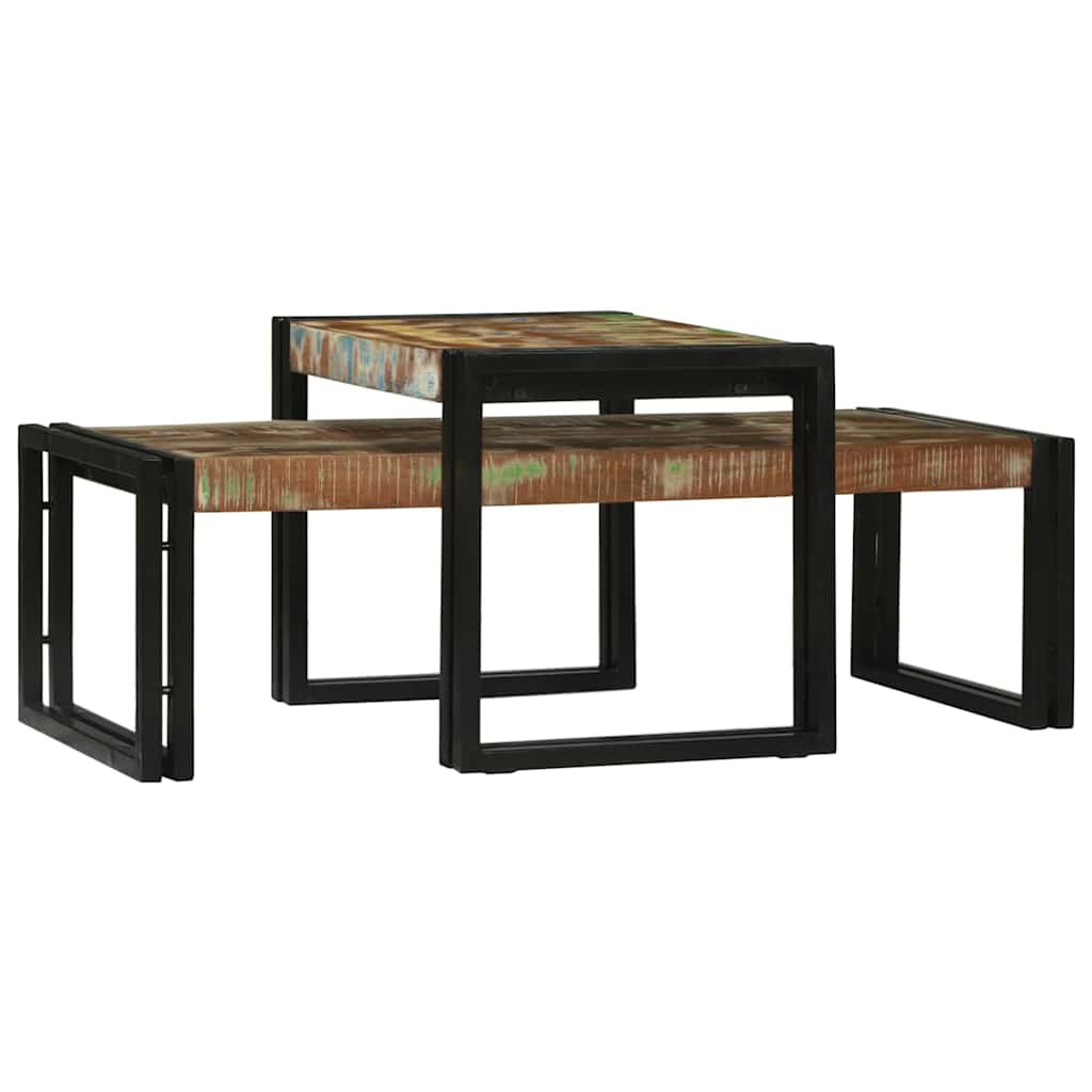 vidaXL Coffee Table 2 pcs Multicolour Solid Reclaim Wood
