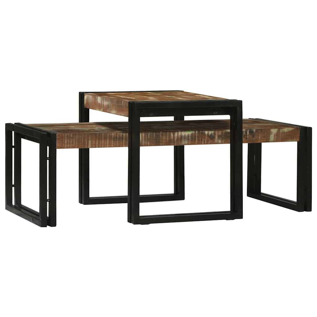 vidaXL Coffee Table 2 pcs Multicolour Solid Reclaim Wood