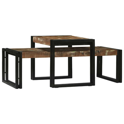 vidaXL Coffee Table 2 pcs Multicolour Solid Reclaim Wood