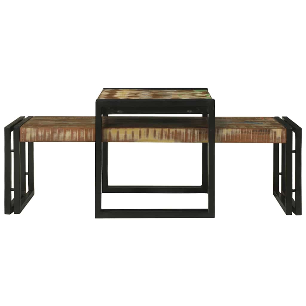 vidaXL Coffee Table 2 pcs Multicolour Solid Reclaim Wood