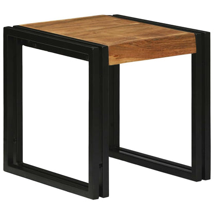 vidaXL Nesting Table 3 pcs Brown and Black Solid Acacia Wood and Metal
