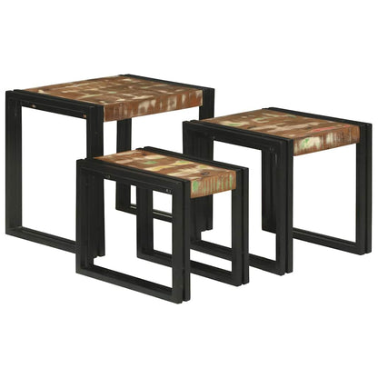 vidaXL Nesting Table 3 pcs Solid Reclaim Wood and Metal