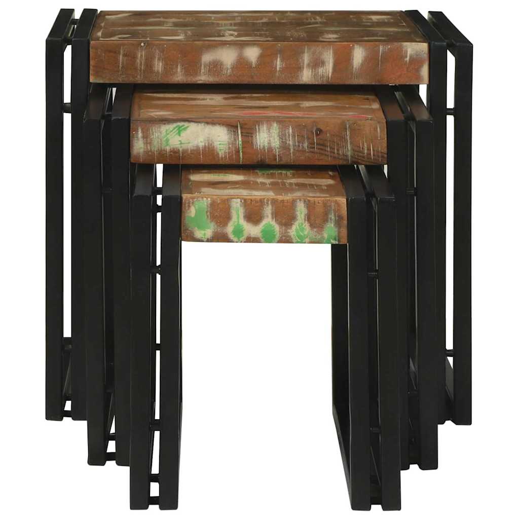 vidaXL Nesting Table 3 pcs Solid Reclaim Wood and Metal