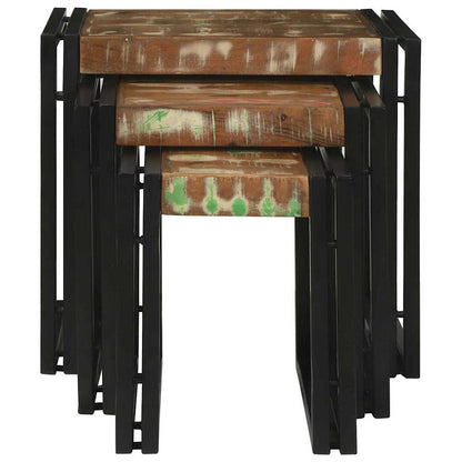 vidaXL Nesting Table 3 pcs Solid Reclaim Wood and Metal