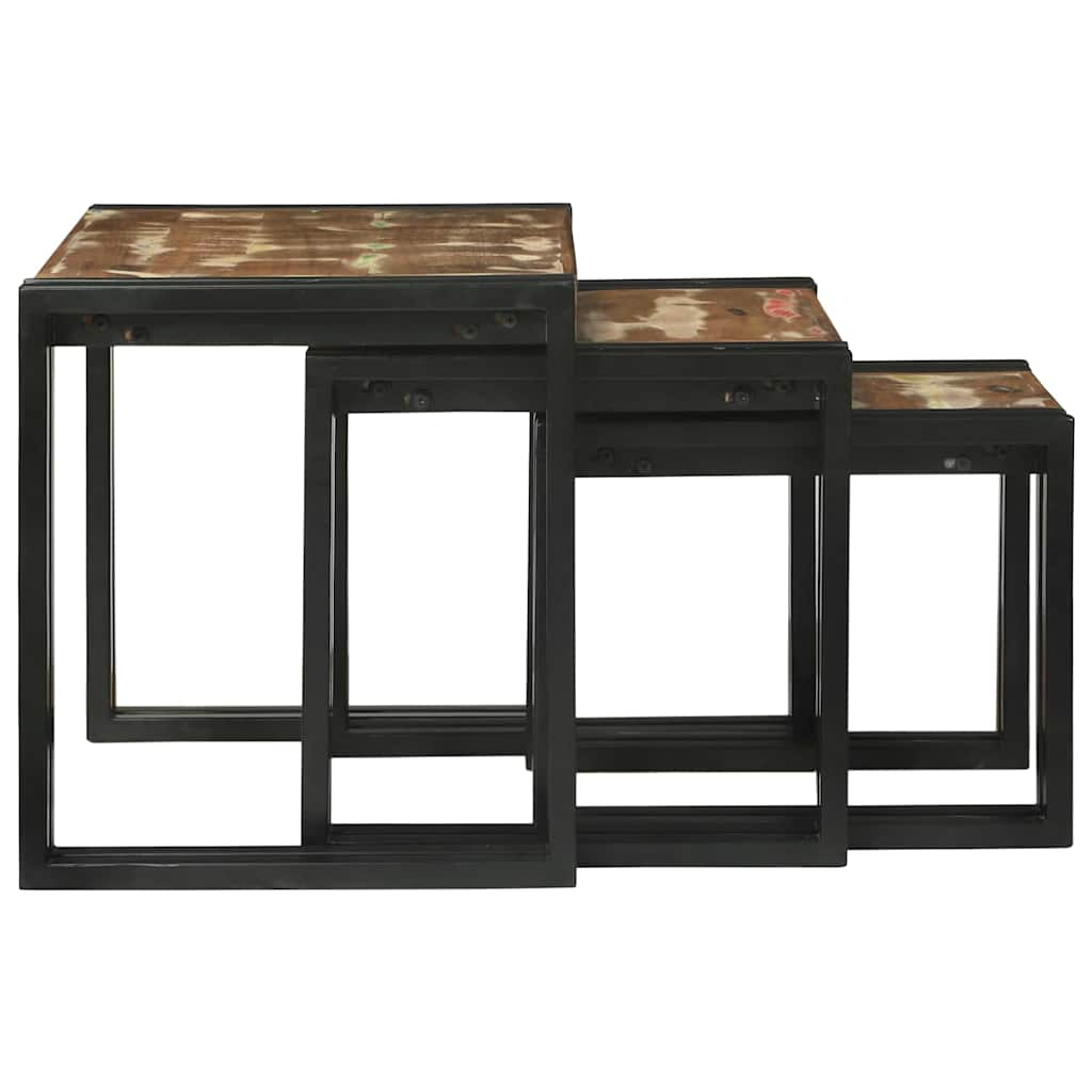 vidaXL Nesting Table 3 pcs Solid Reclaim Wood and Metal