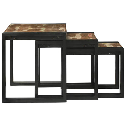 vidaXL Nesting Table 3 pcs Solid Reclaim Wood and Metal