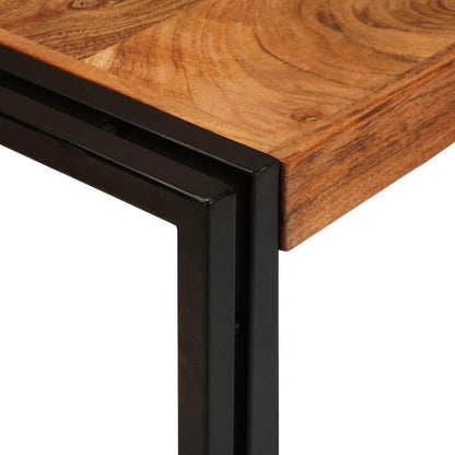 vidaXL Nesting Table 3 pcs Brown and Black Solid Acacia Wood and Metal