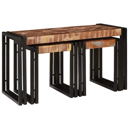 vidaXL Nesting Table 3 pcs Solid reclaim Wood and Metal