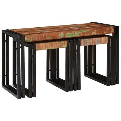 vidaXL Nesting Table 3 pcs Solid reclaim Wood and Metal