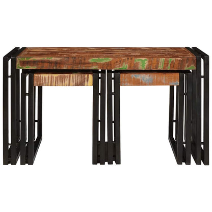 vidaXL Nesting Table 3 pcs Solid reclaim Wood and Metal