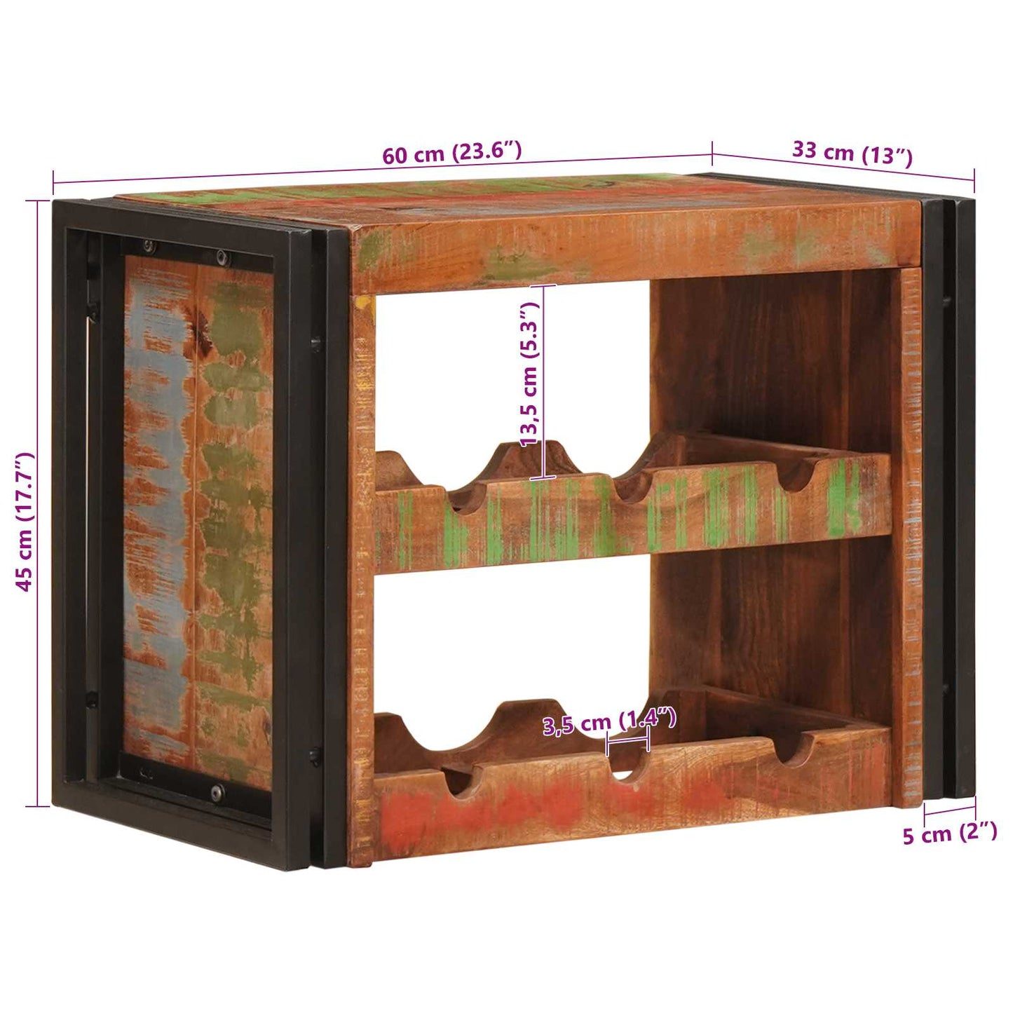 vidaXL Wine Rack Brown 60 x 45 x 33 cm Solid Reclaimed Wood