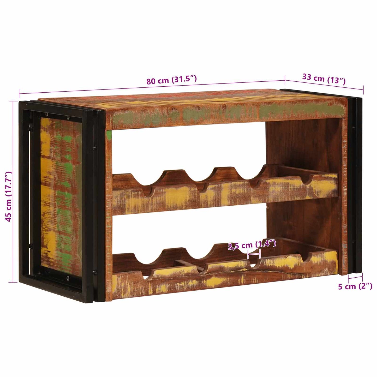 vidaXL Wine Rack Brown 80 x 45 x 33 cm Solid Reclaimed Wood