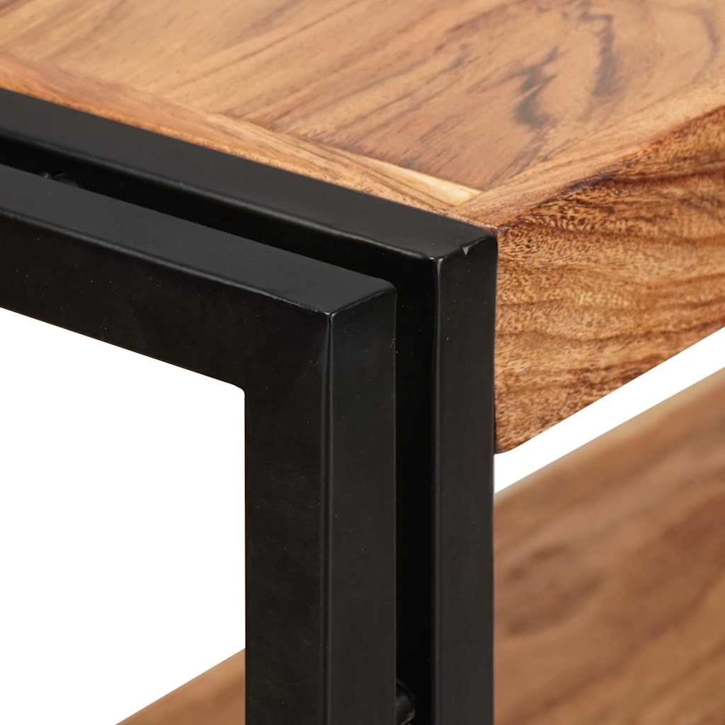 vidaXL Bookshelf with Doors Brown Solid Acacia Wood and Metal