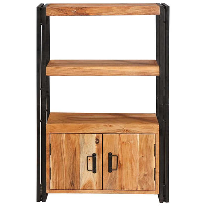 vidaXL Bookshelf with Doors Brown Solid Acacia Wood and Metal