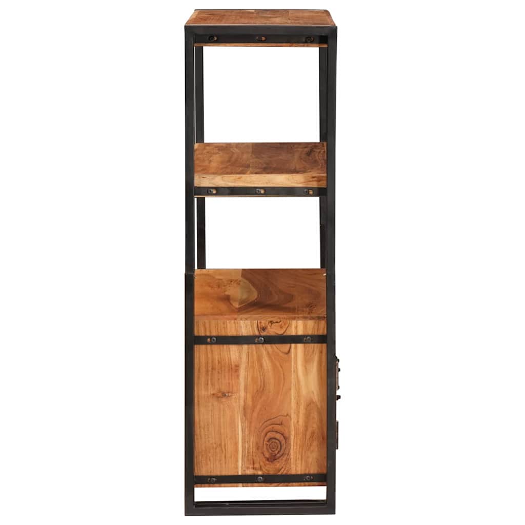 vidaXL Bookshelf with Doors Brown Solid Acacia Wood and Metal